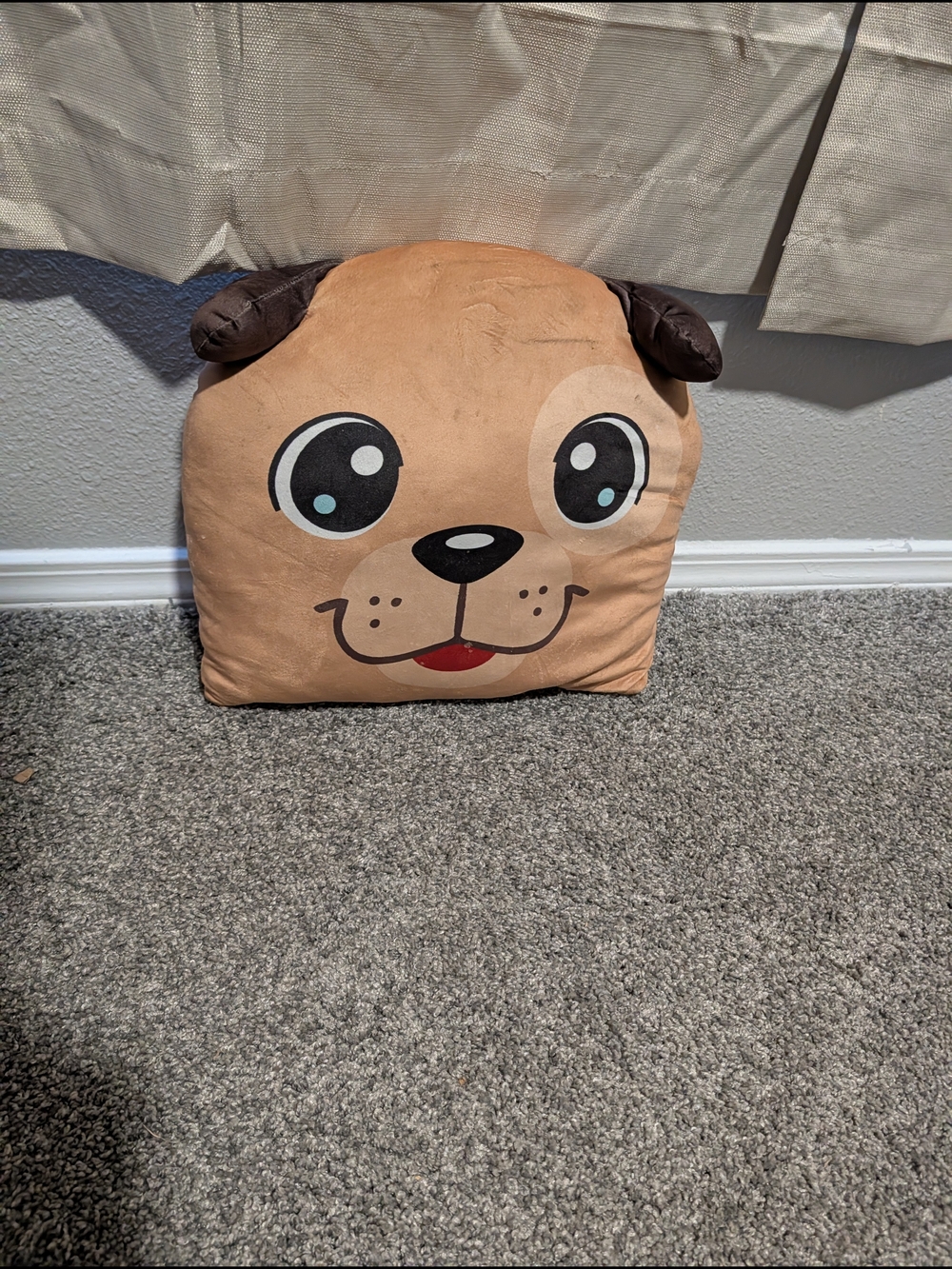 Plush Dog Face Cushion Pillow - Light Brown